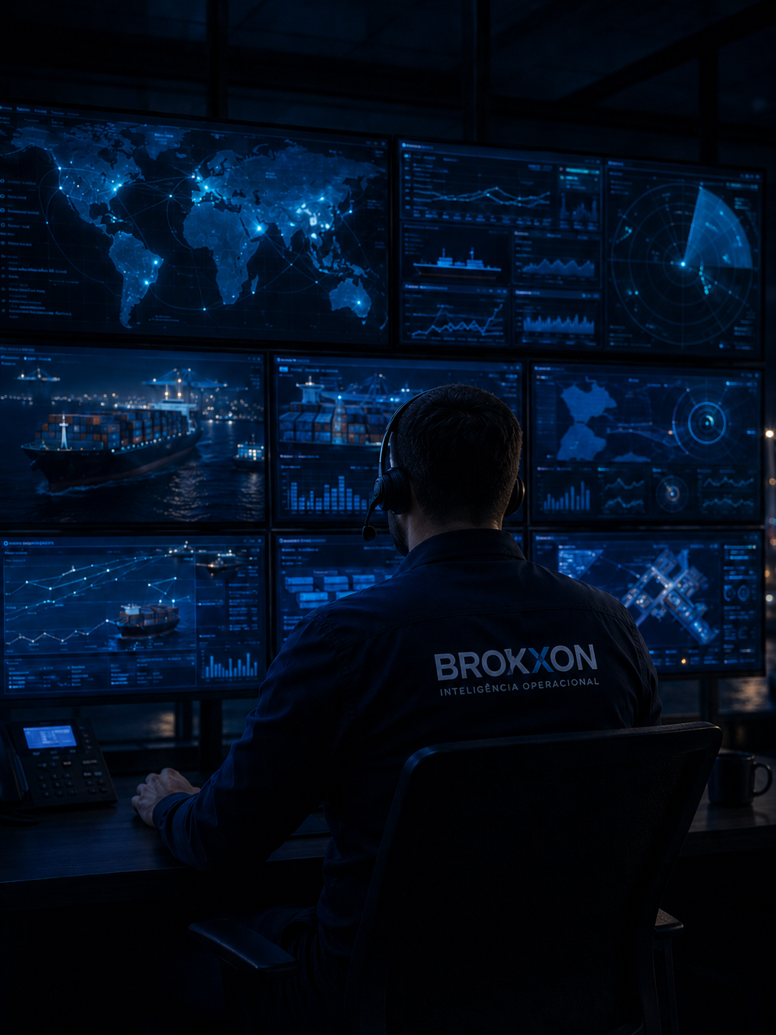 Sala de monitoramento BROKXON · Torre de Controle Operacional